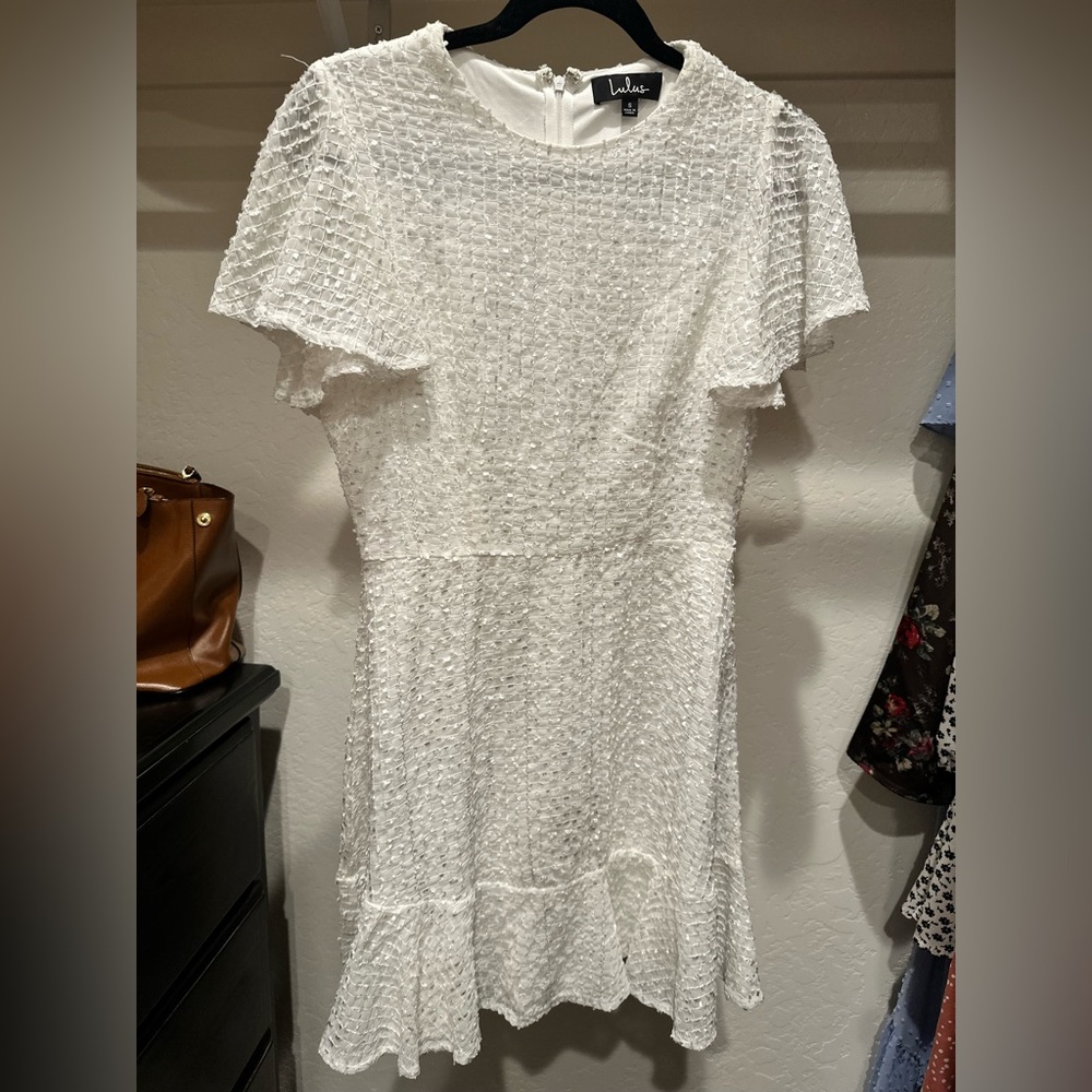 Lulu's White Flutter Sleeve Sundress